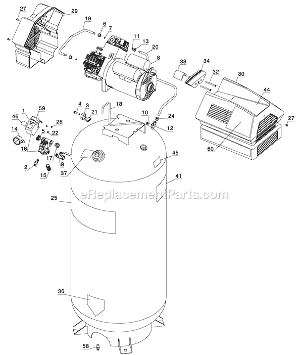 Page A Diagram and Parts List for 919-16561 Type 3 Black and Decker Compressor